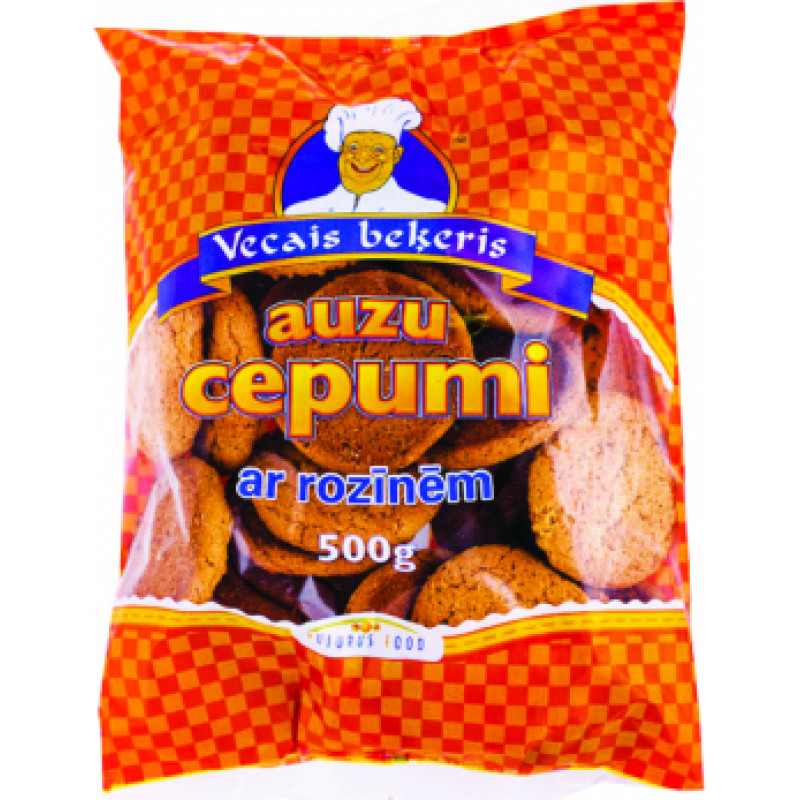 Auzu cepumi ar rozīnēm, fasēti, 500 g ( Gab. x 2 )