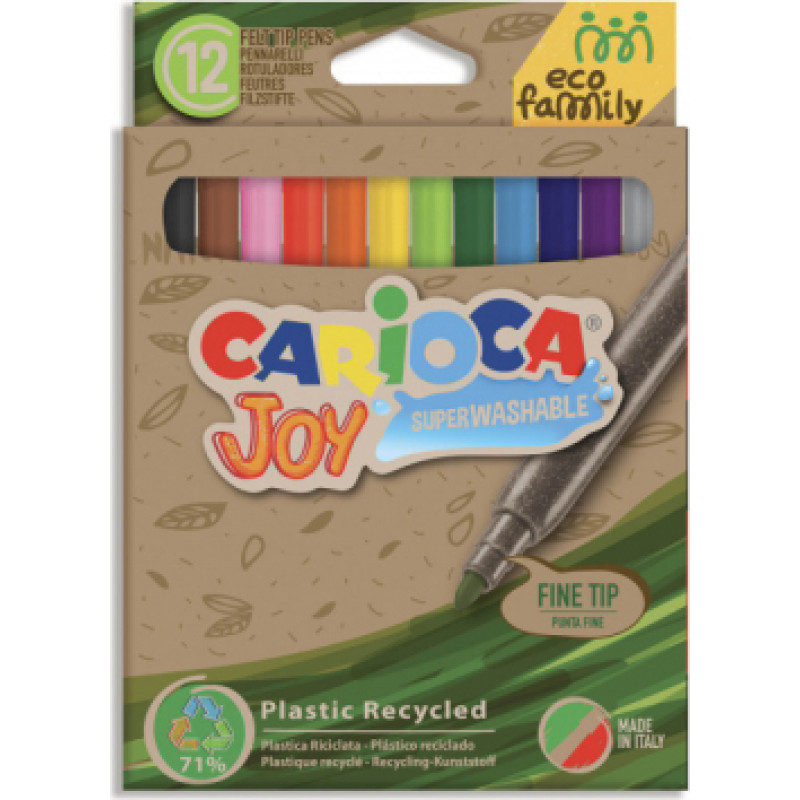 Flomasteri CARIOCA Joy EcoFamily, 12 krāsas