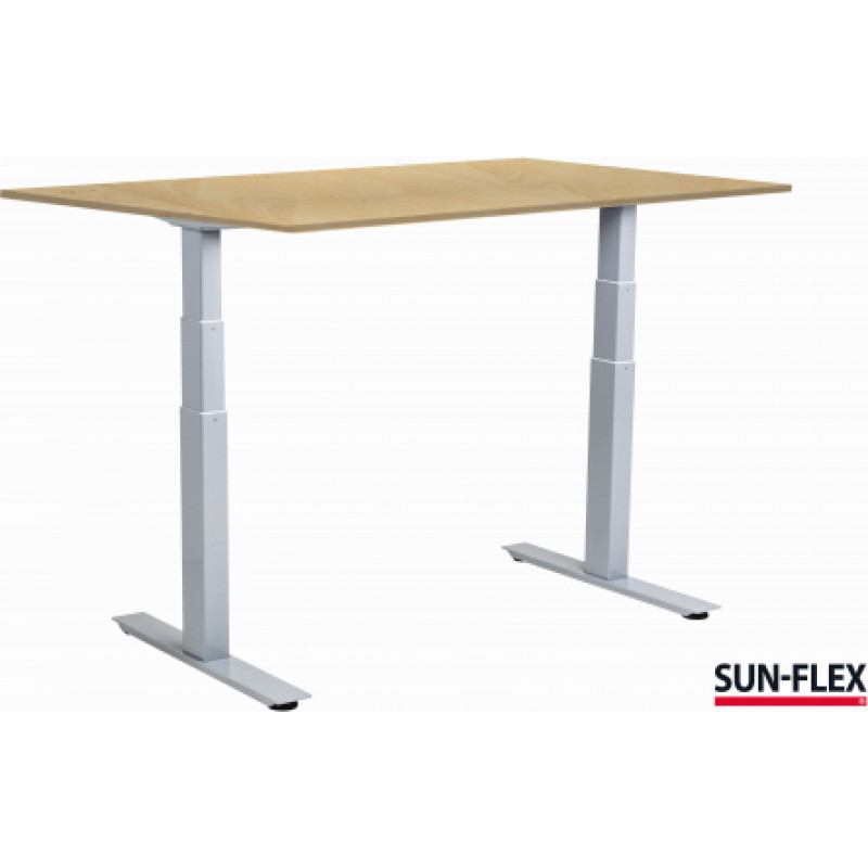 Regulējama augstuma rakstāmgalds SUN-FLEX®EASYDESK ADAPT, elektrisks, divi motori, balts rāmis, bērzs galda virsma 140x80cm