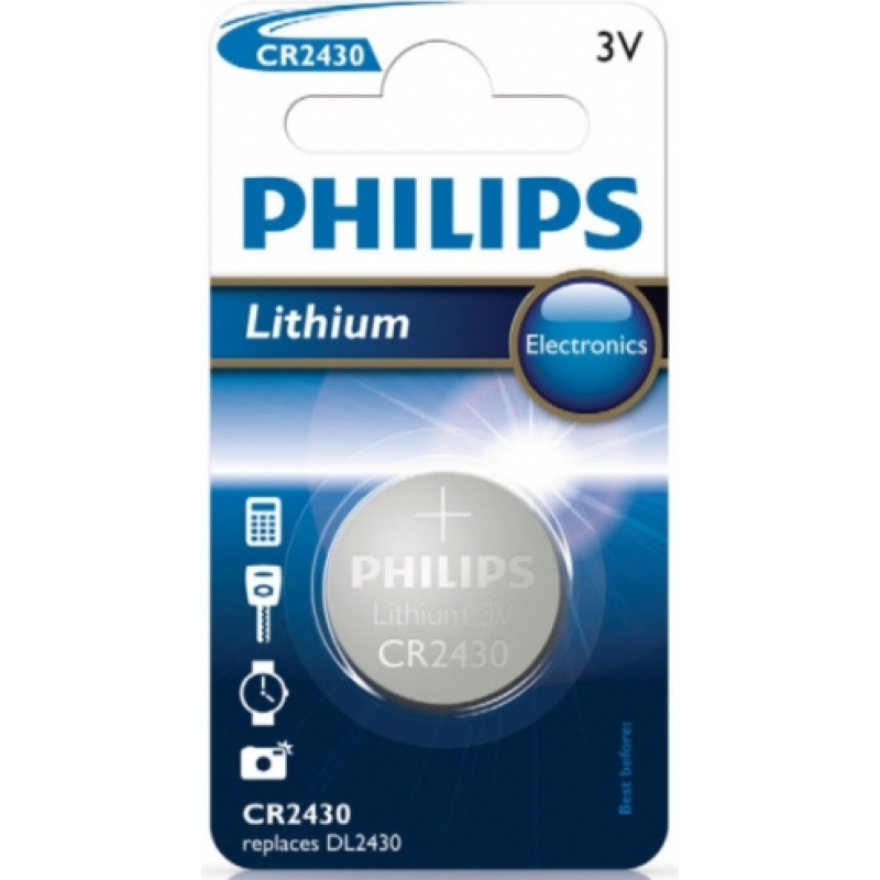 Philips B-5 Baterijas PHILIPS CR 2430 3V Lithium Minicells, 1 gab.