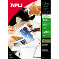 Papīrs APLI Colour Laser Glossy A4 210g/m2, divpusīgs, 100 loksnes/iepakojumā