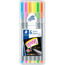 Pildspalvu komplekts STAEDTLER TRIPLUS fineliner, 0.3mm, 6 neona krāsas