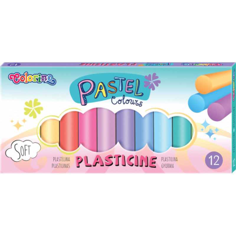 Plastilīns Pastel, 12 krāsas, apaļš