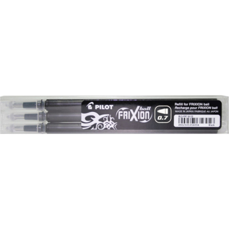 Serdenis PILOT FRIXION 0.7mm, melna tinte, 3 gab/iepakojumā