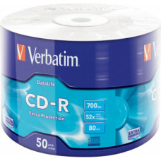 Kompaktdisks Verbatim CD-R 700 MB 52x, vārpstas korpuss 50 gab.