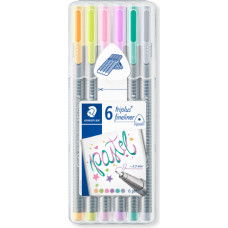 Pildspalvu komplekts STAEDTLER Fineliner triplus Pastel, 0.3mm, 6 krāsas