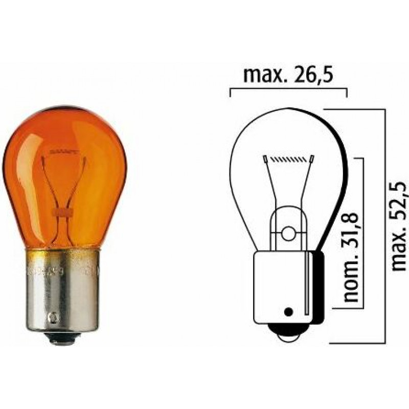 Flosser B-5 Autolampa 12V 21W BAU15 S, oranža ar nov. cokolu