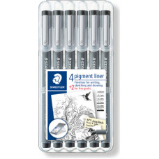 Pildspalva rasēšanai STAEDTLER PIGMENT LINER komplekts - 6 līniju platumi