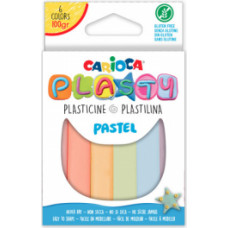 Plastilīns CARIOCA, 6 dažādas pasteļkrāsas, 100 g