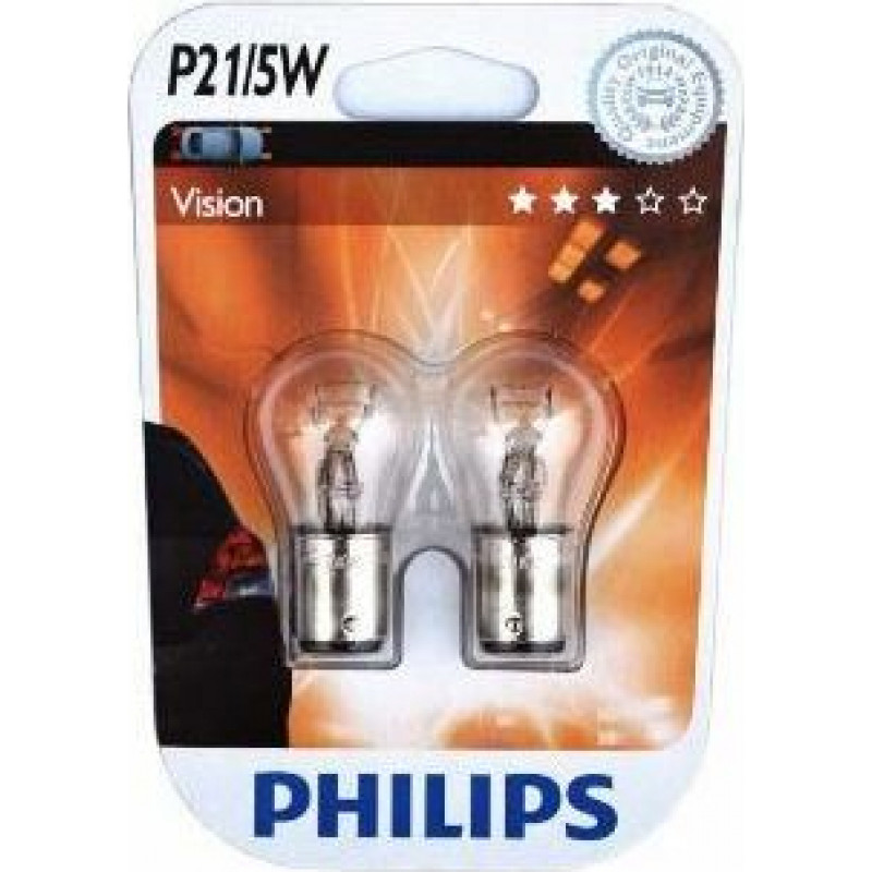 Philips Autolampa PHILIPS  12V 21/5W Vision, 2gab. BA15d