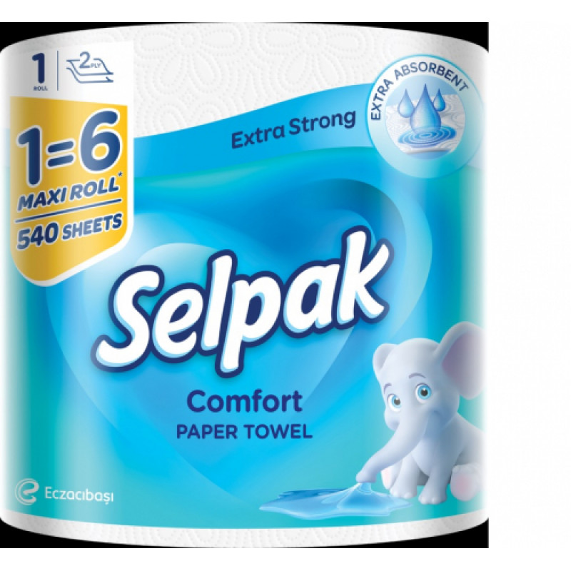 Papīra dvieļi SELPAK Comfort Maxi 1=6, 2 slāņi, 70.74m, 540 loksnes, 1 rullis ( Gab. x 2 )