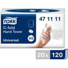 Roku dvieļi TORK Universal C-fold, 2 sl., 120 salvetes, 27.5 x 24 cm, nebalināti ( Gab. x 20 )