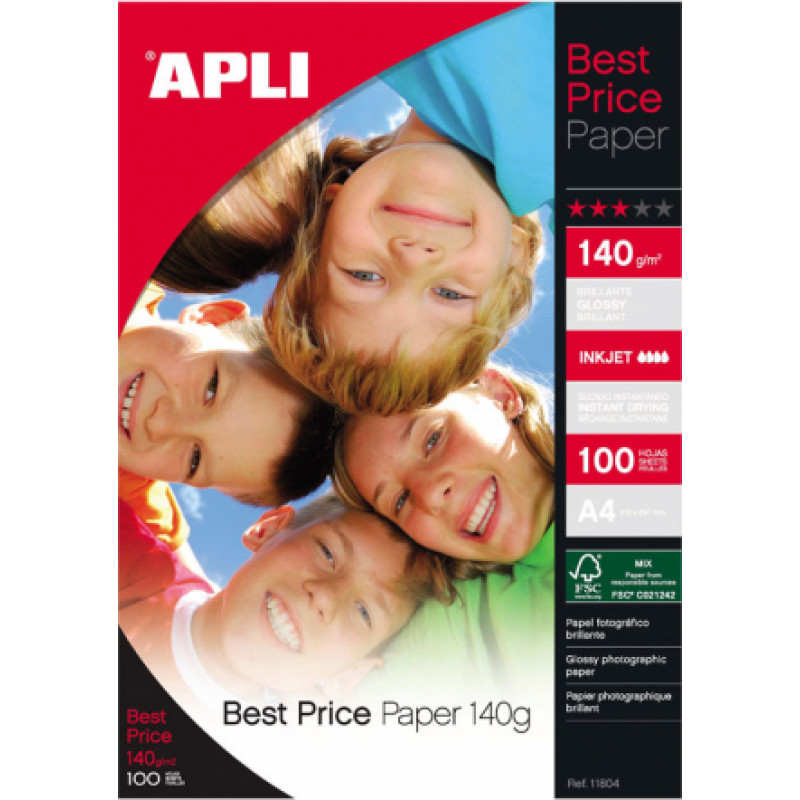 Fotopapīrs APLI Best Price InkJet, A4, 140g/m2, glancēts, 100 loksnes