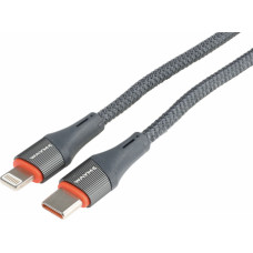 Carmotion Vads USB C - Lightning auduma apvalkā, melns, 1m