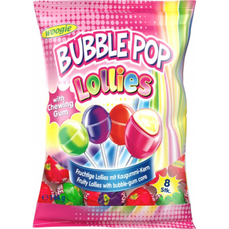 Woogie Karameles ar košļājamo gumiju WOOGIE Bubble Pop, 144g ( Gab. x 5 )