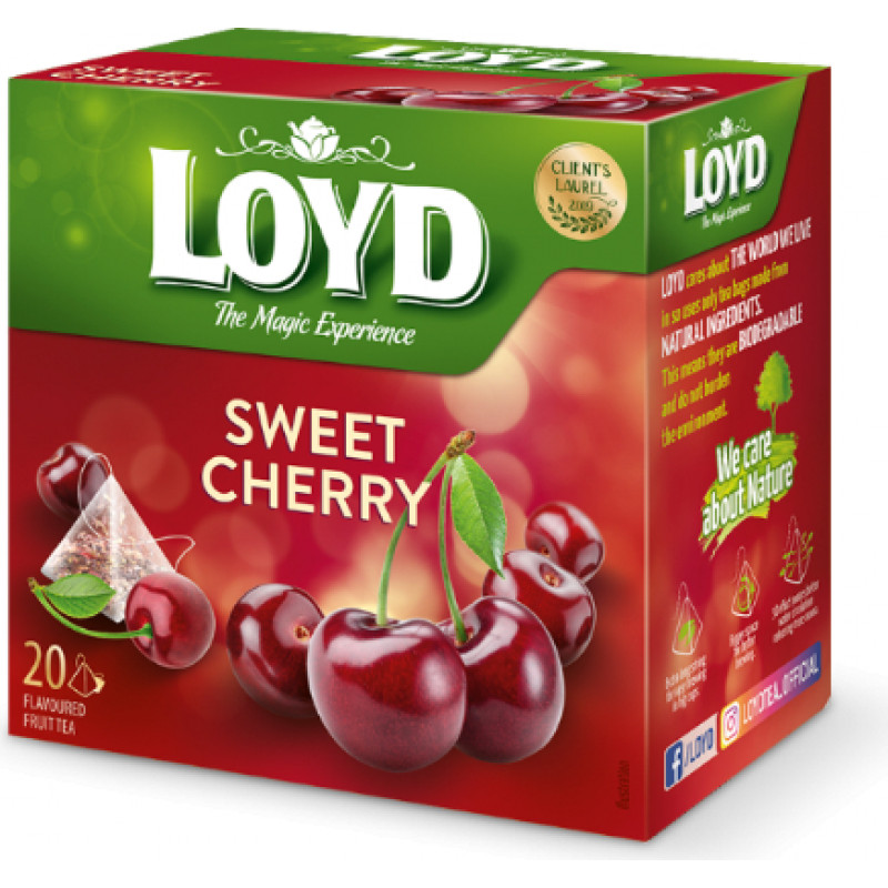 Augļu tēja LOYD Pyramids Sweet Cherry, 20x2g ( Iepak. x 3 )