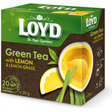 Zaļā tēja LOYD Pyramids ar citronu un citronzāles garšu, 20x1,5 g ( Iepak. x 3 )