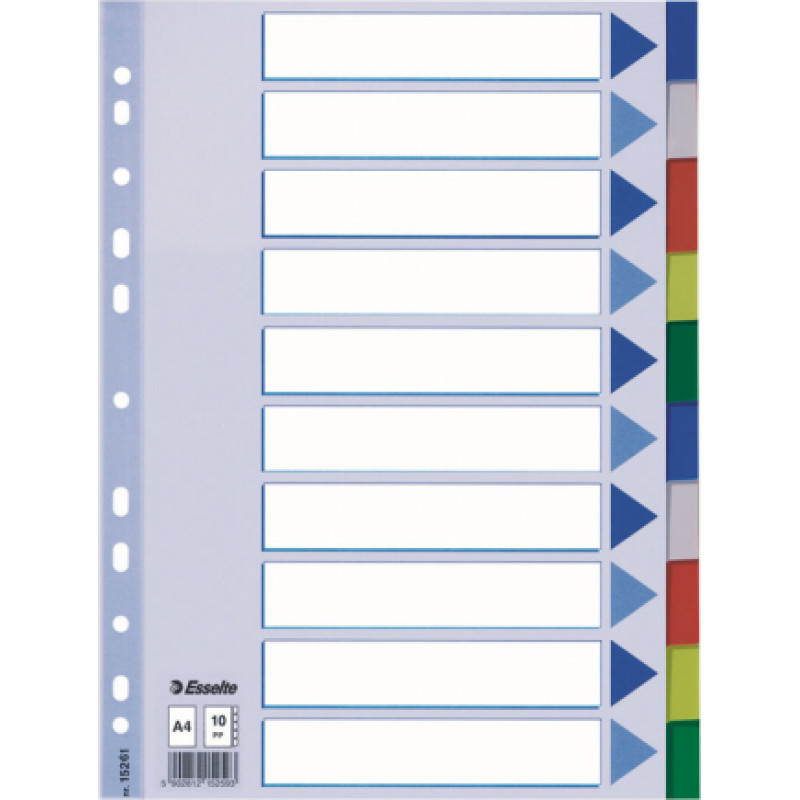 Sadalītājs dokumentiem Esselte, A4 formāts, 1-10 krāsains, plastikāta