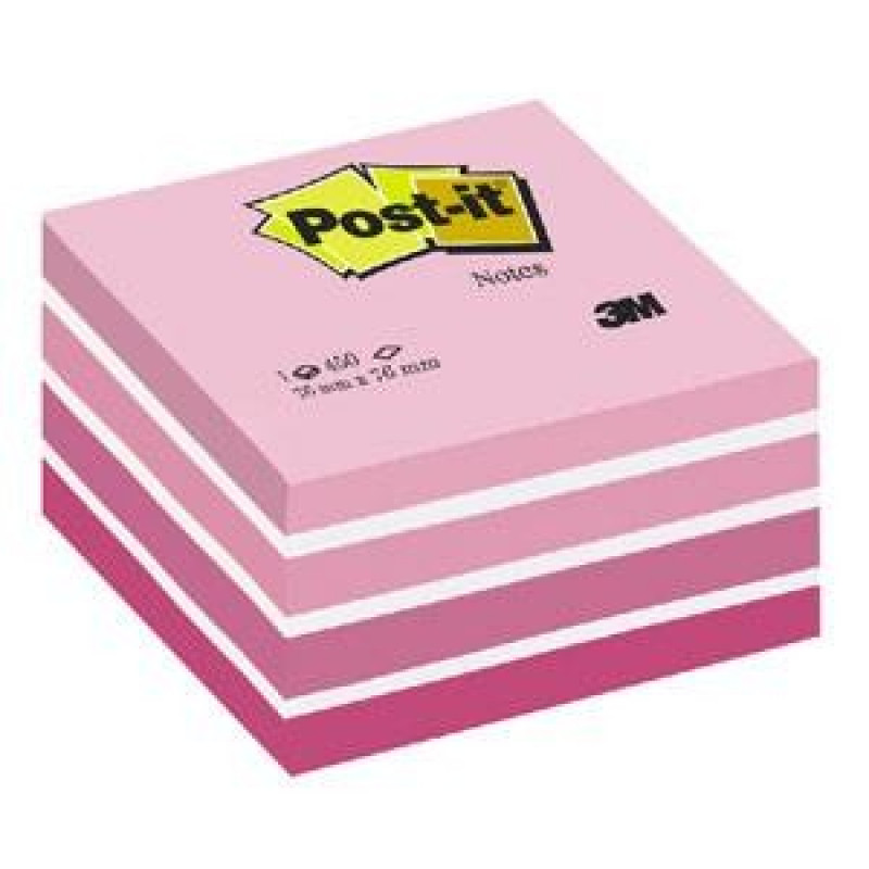 *Līmlapiņu kubs 3M Post-it 76x76mm/450lap. pasteļrozā krāsās