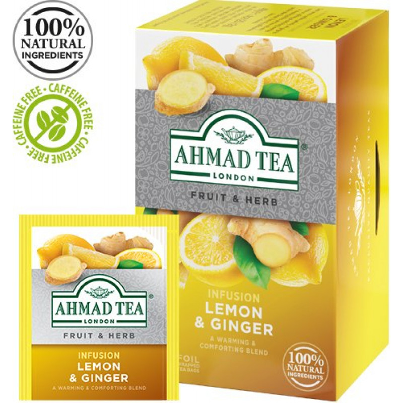 Zāļu tēja AHMAD Alu LEMON & GINGER, 20 maisiņi x 2 g paciņā ( Gab. x 3 )