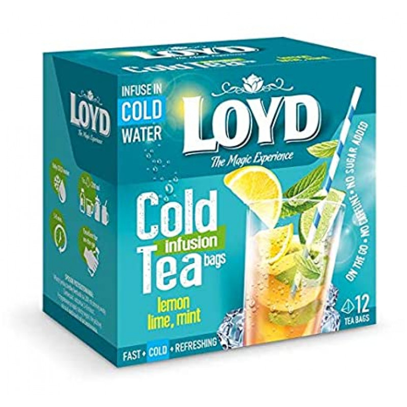 Augļu tēja LOYD Cold Infusion ar citrona, laima un piparmētru g. 12x2,5g ( Gab. x 3 )