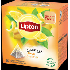 Melnā tēja LIPTON Lemon, piramīdas, 20gab ( Gab. x 3 )