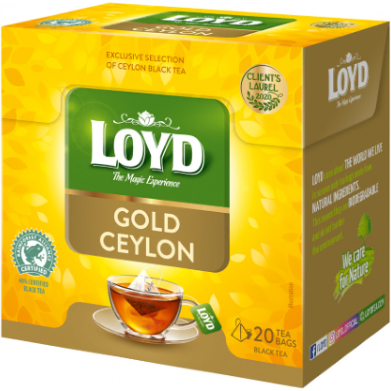 Menā tēja LOYD Pyramids Gold Ceylon, 20x2 g ( Iepak. x 3 )