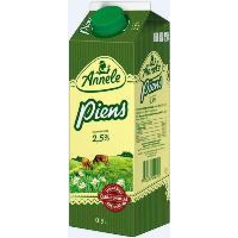 Piens ANNELE, 2,5%, 0,9L, Tetra- Rex ( Iepak. x 10 )