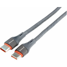 Carmotion Vads USB C - USB C auduma apvalkā, melns, 1m