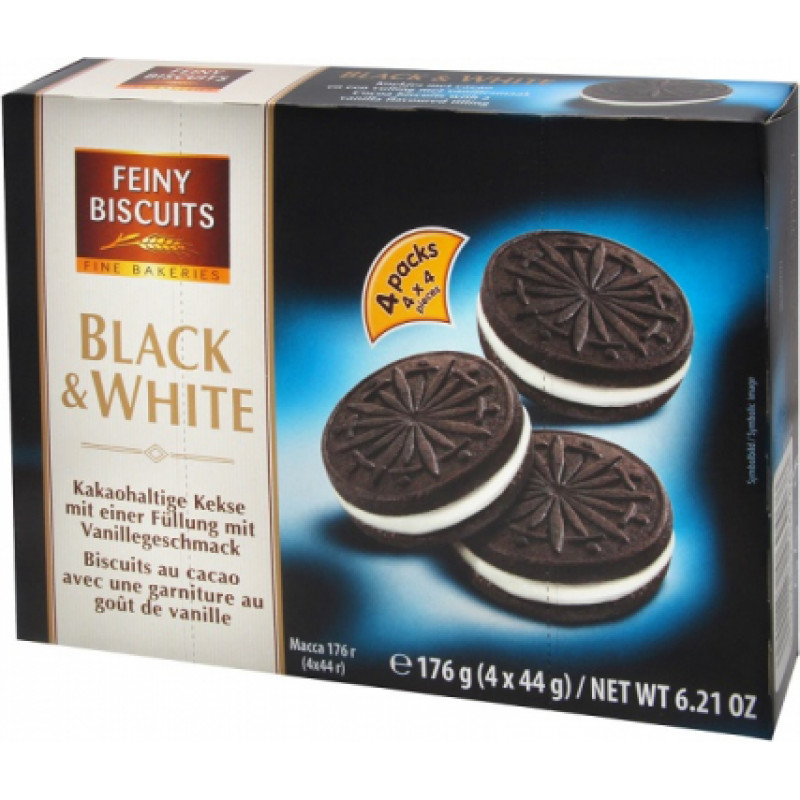 Cepumi FINE BISCUITS black&white, 176g ( Iepak. x 3 )