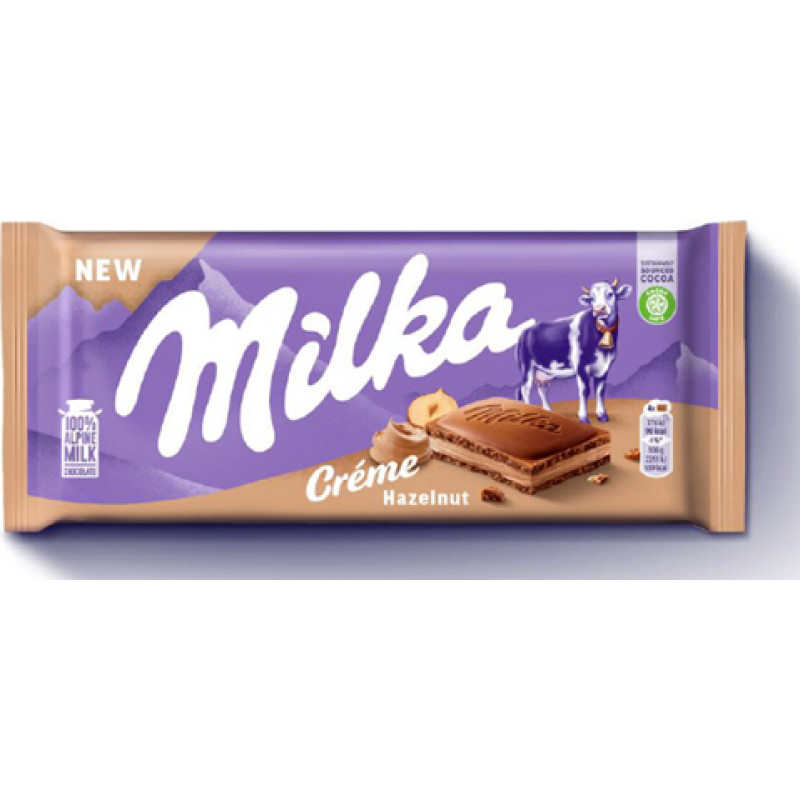 Piena šokolāde MILKA ar lazdu riekstu pildījumu, 85g ( Gab. x 6 )