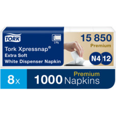 Salvetes dozatoram TORK PREMIUM XPRESSNAP EXTRA SOFT, 2 sl., 1000 salvetes, 21.6 x 16.5 cm, baltā krāsā ( Gab. x 8 )