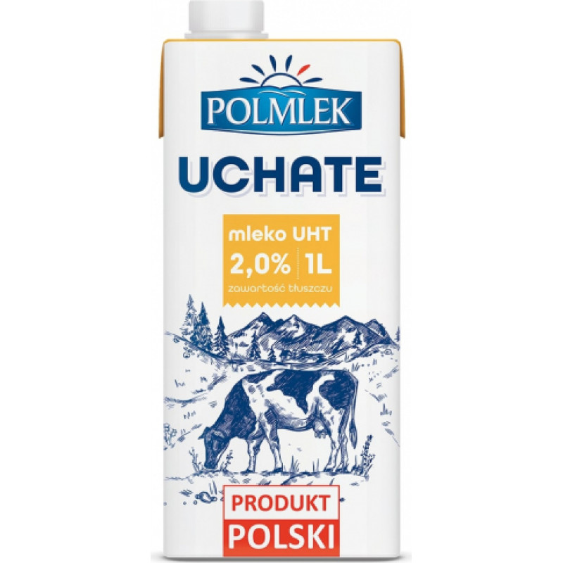 Piens UHT POLMLEK Uchate, 2%, 1l ( Iepak. x 12 )