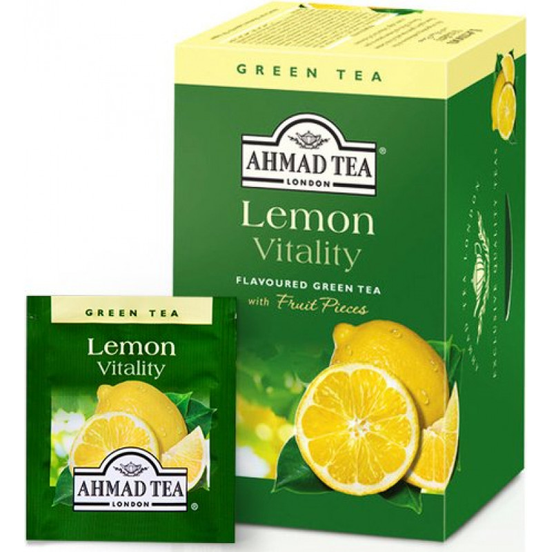 Zaļā tēja AHMAD GREEN LEMON, 20 maisiņi paciņā ( Gab. x 3 )